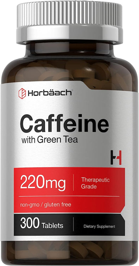 Caffeine Pills 200Mg | with Green Tea | 300 Tablets | Vegetarian, Non-Gmo & Gluten Free | by Horbaach