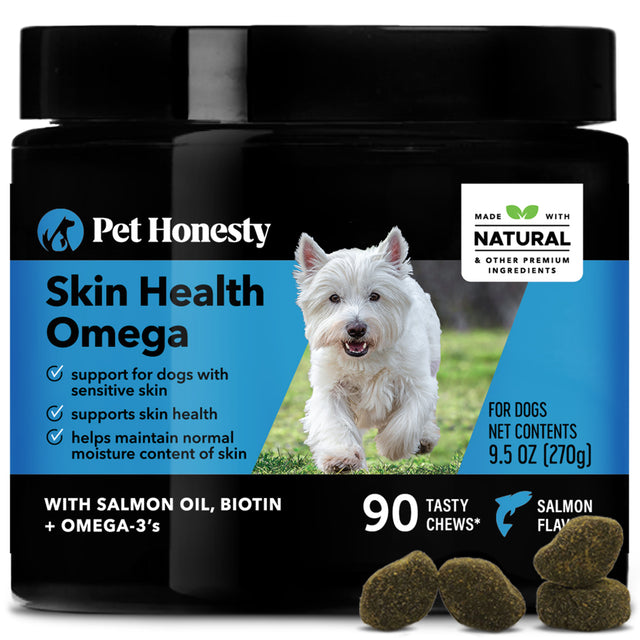 Pet Honesty Dog Salmon Skin Health Omega Fish Oil Soft Chews, Salmon, 90 Ct