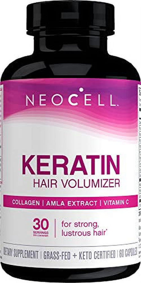 Neocell Keratin Hair Volumizer, Collagen and Amla Extract, 60 Capsules (Package May Vary)