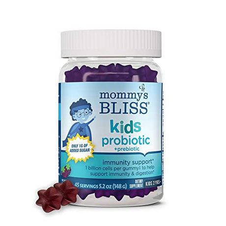 Mommyâ€™S Bliss Kids Probiotic + Prebiotic Gummies, Supports Immunity & Digestive Health, 1 Billion CFU per Gummy, Berry Flavor, Ages 2 Years+, 45 Count