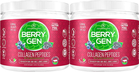 Berry Gen: Restore Collagen Powder with Antioxidants from Blackberry and Blueberry Extracts - 60 Servings - Natural Dual Action Formula - Supports Joints, Hair, Skin, and Nails - Made in the USA