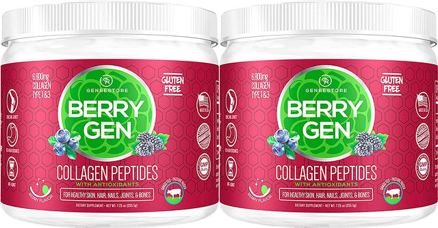 Berry Gen: Restore Collagen Powder with Antioxidants from Blackberry and Blueberry Extracts - 60 Servings - Natural Dual Action Formula - Supports Joints, Hair, Skin, and Nails - Made in the USA