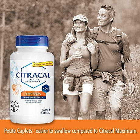 Citracal Petites, Highly Soluble, Easily Digested, 400 Mg Calcium Citrate with 500 IU Vitamin D3, Bone Health Supplement for Adults, Relatively Small Easy-To-Swallow Caplets, 200 Count