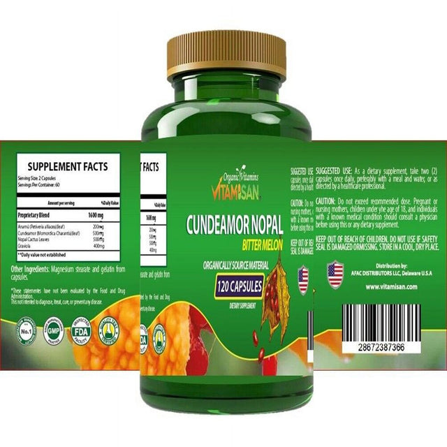 CUNDEAMOR Bitter Melon Diabetic Sugar Balance 1600 Mg 120 Capsules