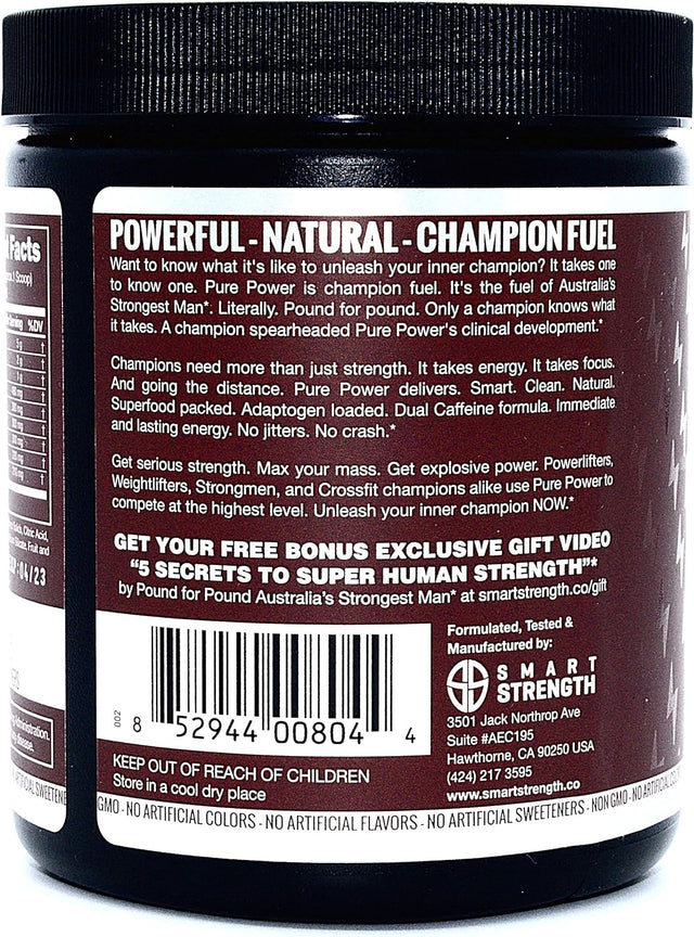 Pre Workout, Best All Natural Preworkout Supplement. Pure Power, Healthy Pump, Clean, Keto Vegan, Paleo, Pre Work Out Powder for Men & Women, Strength & Energy - 390G Raspberry Lemonade