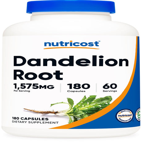 Nutricost Dandelion Root Capsules 525Mg (180 Capsules) - Non-Gmo, Gluten Free Supplement