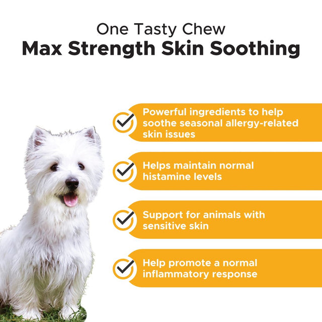 Pet Honesty Dog, Max Strength Allergy Skin Health Support Supplement W Probiotics, Omega 3S and Biotin, Duck Flavor, 90 Count Soft Chews