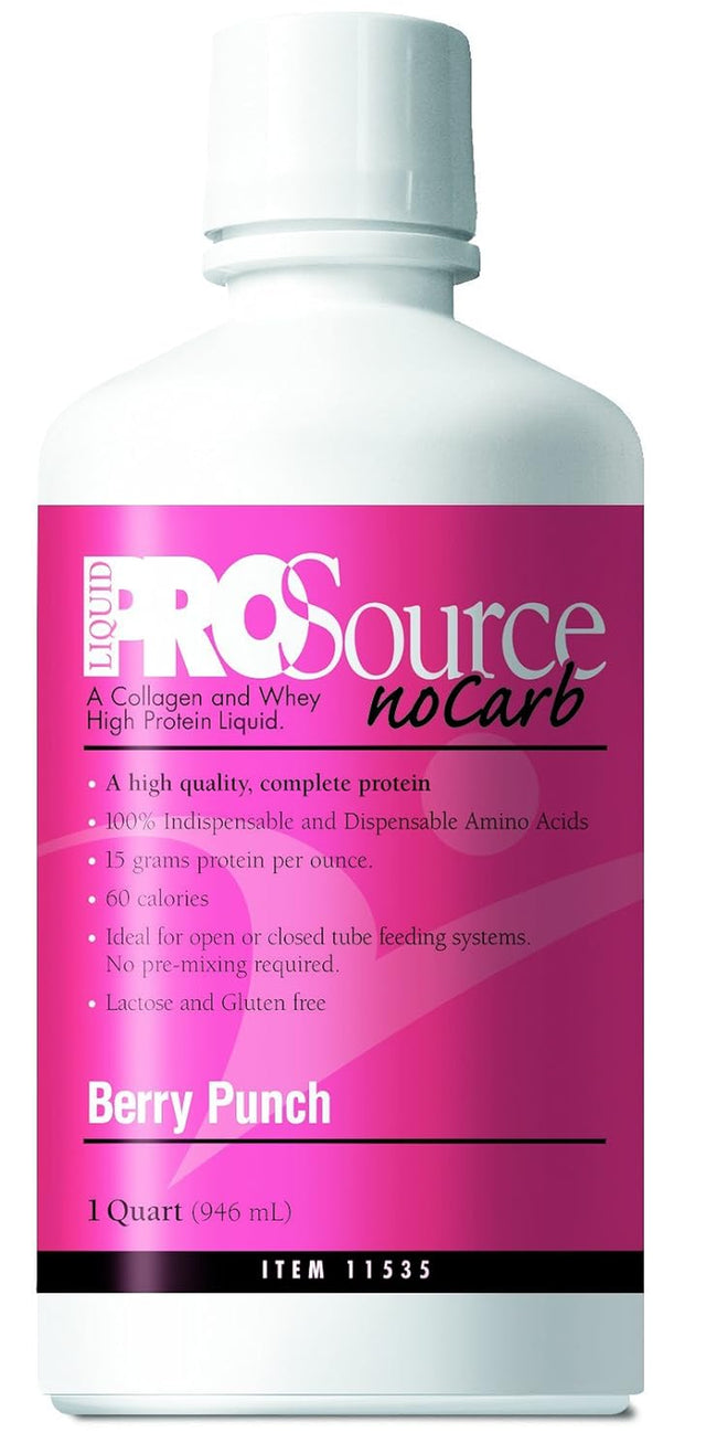 Prosource Nocarb Protein Supplement Berry Punch Flavor 32 Oz. Bottle Ready to Use, 11535 - Case of 4