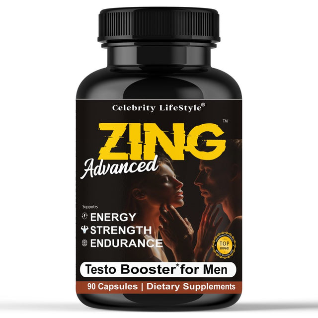 Zing Advance Testosterone Booster Vitamin Supplement, Boost Vitality, Strength, Energy, Muscle Growth Enhancement 90 Capsules