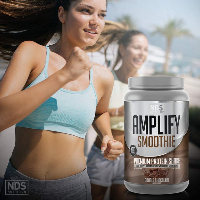 NDS Nutrition Amplify Smoothie Premium Whey Protein Powder Shake with Added Greens and Amino Acids - Build Lean Muscle, Gain Strength, Lasting Energy, and Lose Fat - Chocolate (30 Servings)