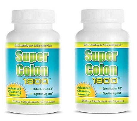 Super Colon 1800 Max Strength Weight Loss Detox Cleanse All Natural with Acai Fruit and Fennel Seeds 60 Capsules per Bottle (2 Bottles)