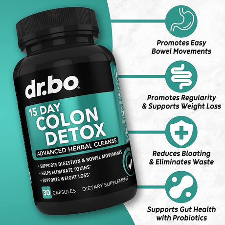 Colon Cleanse Detox & Psyllium Husk Fiber Supplement - 15 Day Intestinal Cleanse Pills for Intestinal Bloating & Fast Digestive Cleansing - Daily Constipation Relief Supplement for Regularity Support