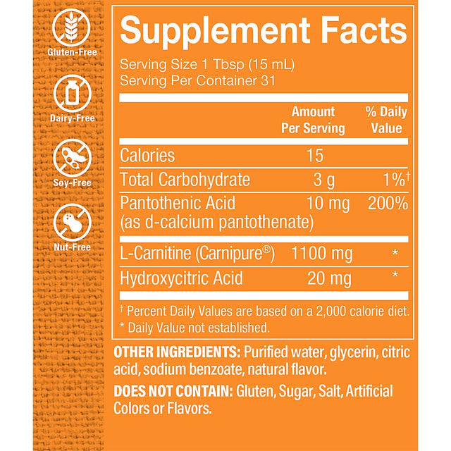 Liquid Carnipure™ L-Carnitine 1100Mg - Raspberry Flavor, Clinically Studied Ingredient - Supports Weight Management, Energy Production & Fat Metabolism (16 Fl Oz.) by the Vitamin Shoppe