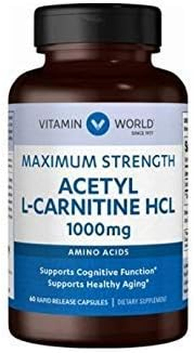 Vitamin World Acetyl L-Carnitine 1000 Mg.Amino Acids 60 Capsules