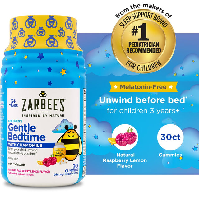 Zarbee'S Melatonin-Free Gentle Bedtime Gummies for Kids, Helps Children Prepare for Sleep, 30Ct