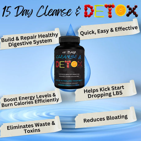 15 Day Colon Cleanse & Detox for Less Bloat Flat Tummy W/Probiotics - 2 Fer 1 - Constipation Relief - Flushes Toxins, Boosts Energy. Clinically Researched Safe and Effective Formula