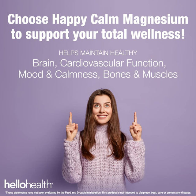 Hello Health Magnesium Glycinate 400Mg – Pure Magnesium Bisglycinate- Natural Calm, Sleep Support, Stress Relief, Heart, Muscle Recovery & Joint Support - 90 Caps