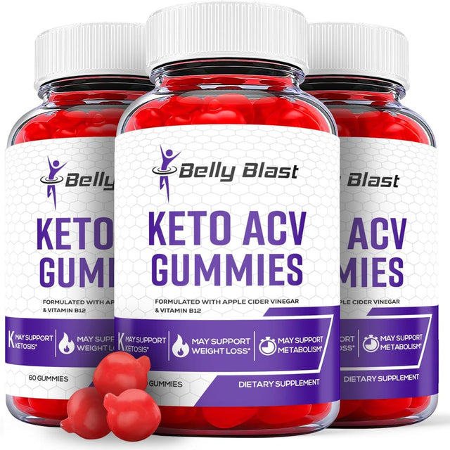 (3 Pack) Belly Blast Keto ACV Gummies - Apple Cider Vinegar Supplement for Weight Loss - Energy & Focus Boosting Dietary Supplements for Weight Management & Metabolism - Fat Burn - 180 Gummies