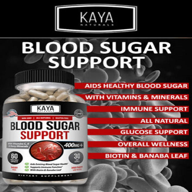 Kaya Naturals Blood Sugar Support Alpha Lipoic Acid & Cinnamon 20 Herbs 60 Capsules