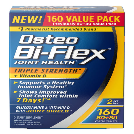 Osteo Bi-Flex Triple Strength Joint Health Supplements, Vitamin D and Glucosamine Chondroitin Tablets, 160 Count