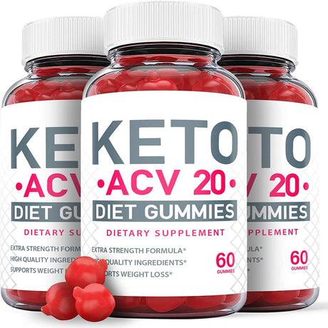 (3 Pack) Keto ACV 20 Gummies - Supplement for Weight Loss - Energy & Focus Boosting Dietary Supplements for Weight Management & Metabolism - Fat Burn - 180 Gummies