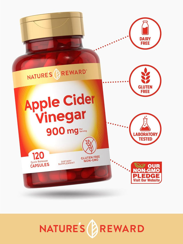 Nature'S Reward Apple Cider Vinegar Capsules - 120 Count - Non-Gmo & Gluten Free Supplement