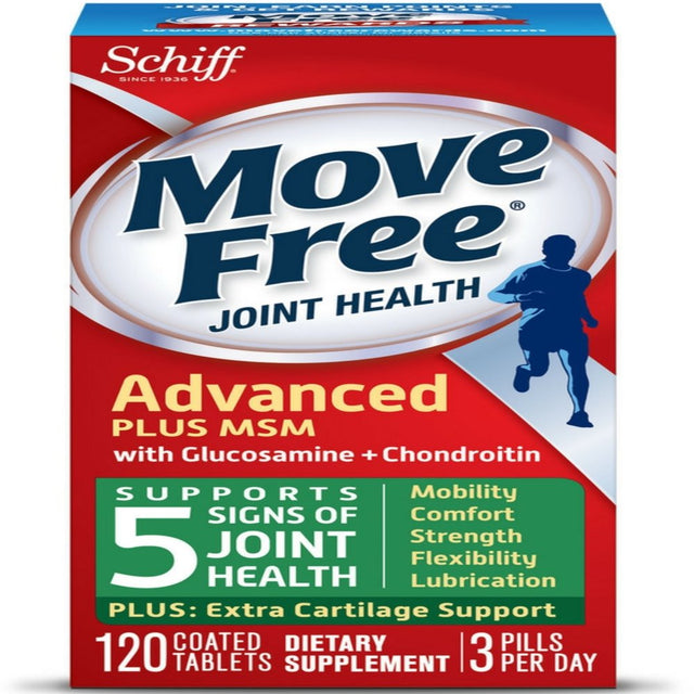 Move Free Advanced plus MSM, Joint Health Supplement with Glucosamine and Chondroitin 120 Ct (Pack of 6)