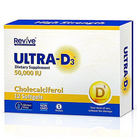 New Road Health Supply - Ultra- D3, Vitamin D 50000 IU Weekly Vitamin D Softgel for Bones, Teeth, and Immune Support, Gluten Free, 12 Count