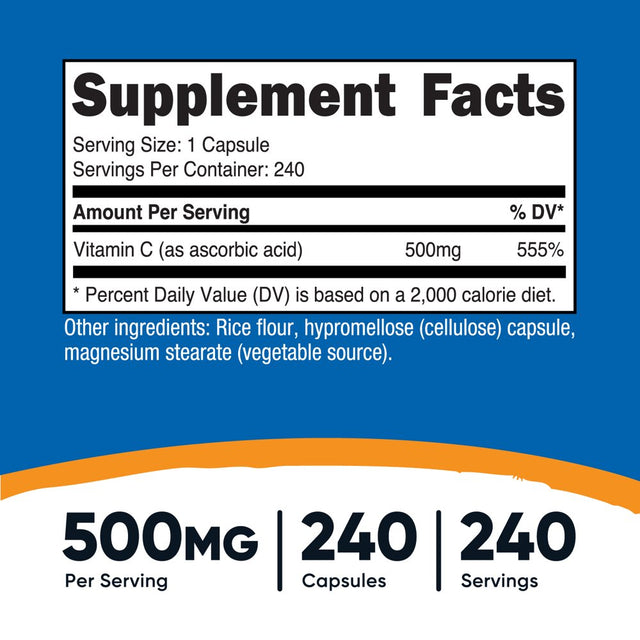 Nutricost Vitamin C 500Mg, 240 Capsules, Vegetarian, Gluten Free & Non-Gmo