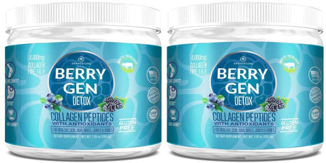 Berry Gen: Detox X 2 Collagen Powder with Antioxidants and Probiotics - 60 Servings - Peptides with Type 1 and 3 Collagen - Support Healthy Hair, Skin, Nails, Digestion and Gut Health - Made in the US