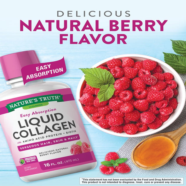 Nature'S Truth Liquid Collagen | 16 Oz | Non-Gmo, Gluten Free Supplement | Natural Berry Flavor | Collagen Peptide Formula for Women and Men