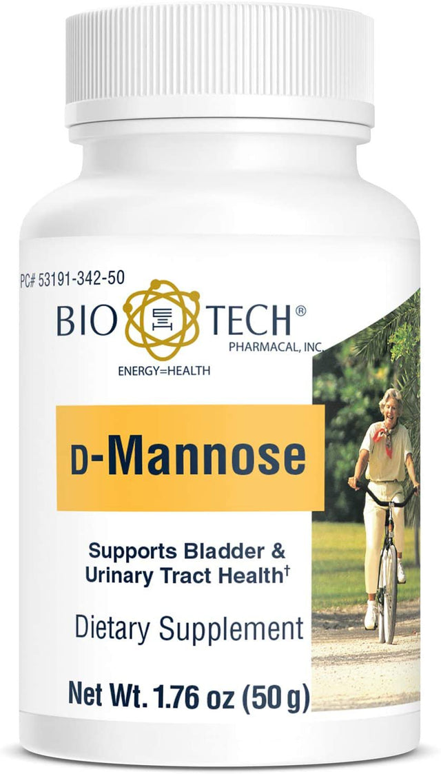 Bio-Tech Pharmacal D-Mannose, 50 Gm Powder – All-Natural Supplement – Supports Healthy Function of Bladder and Urinary Tract – No Dairy, Fish, Gluten, Peanut, Shellfish, & Soy