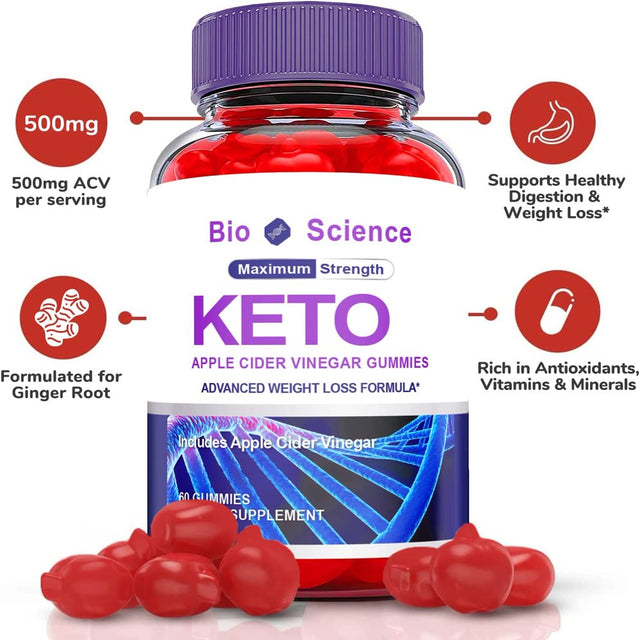 (3 Pack) Bioscience Keto ACV Gummies - Energy & Focus Boosting Dietary Supplements for Weight Management & Metabolism - Fat Burn - 180 Gummies