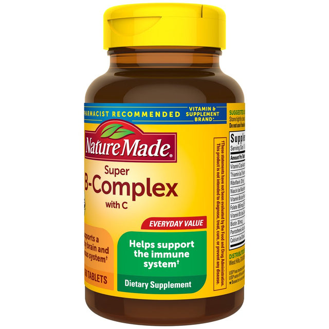 Nature Made Super B Complex with Vitamin C and Folic Acid Tablets, Dietary Supplement, 160 Count