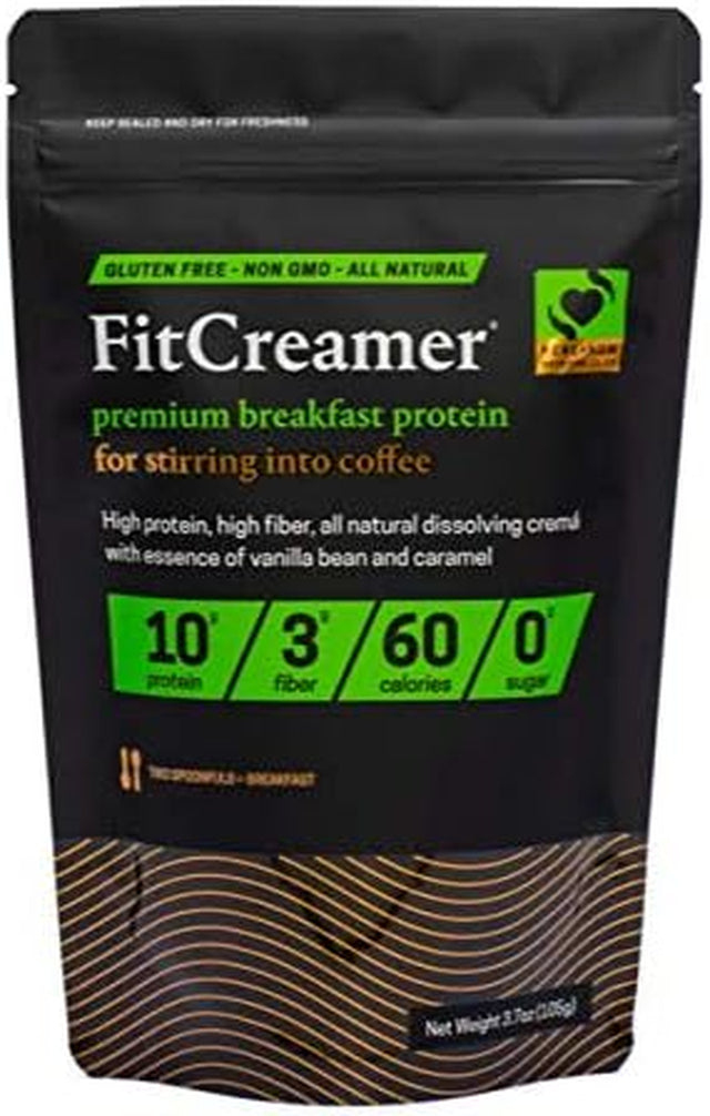 2Pack - Premium Coffee Creamer Protein for Stirring into Coffee and Juice. High Protein High Fiber All Natural Dissolving Crema with Essence of Vanilla Bean and Caramel