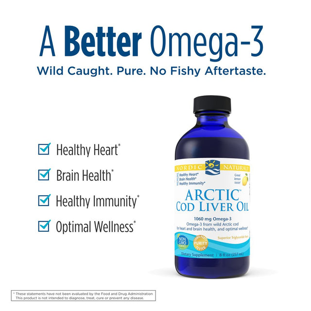 Nordic Naturals Arctic Cod Liver Oil™, Liquid, Lemon, 8 Oz