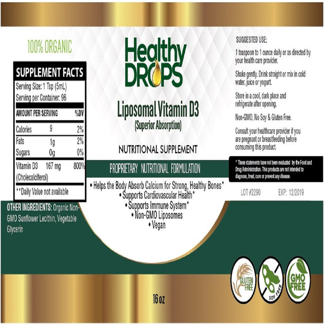 Liposomal Vitamin D3 K2 Mk7 16 Oz