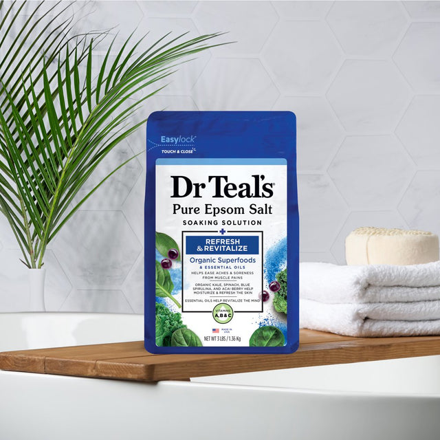 Dr Teal'S Refresh & Revitalize Epsom Salt Soaking Solution with Superfoods, 3 Lbs