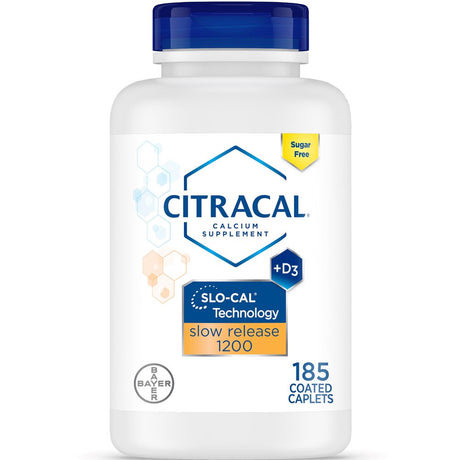 Citracal Slow Release 1200 Calcium with Vitamin D3, Caplets, 185 Count