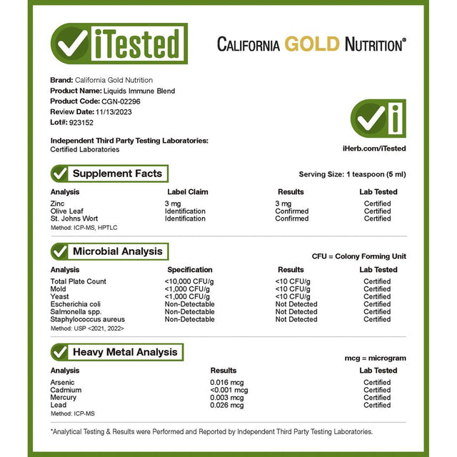 California Gold Nutrition Liquid Immune Blend for Children, No Alcohol, Orange Flavor, 4 Fl Oz (118 Ml)