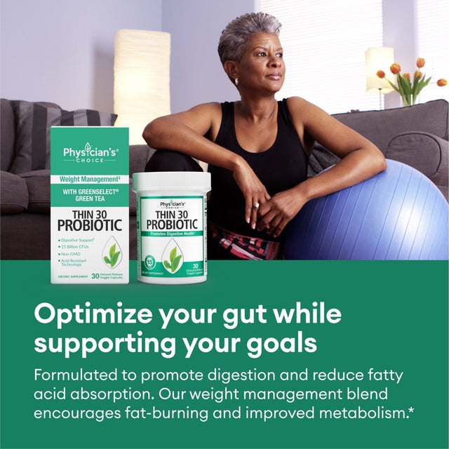 Physician'S Choice Thin 30 Probiotic 15 Billion Cfus - Supports Gut Health - Weight Management for Women & Men, 30 Ct.