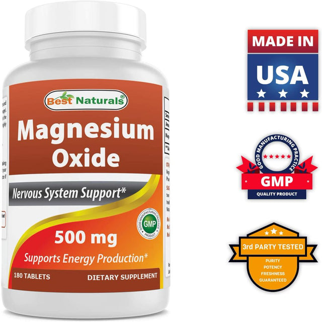 Best Naturals Magnesium Oxide 500 Mg 180 Tablets