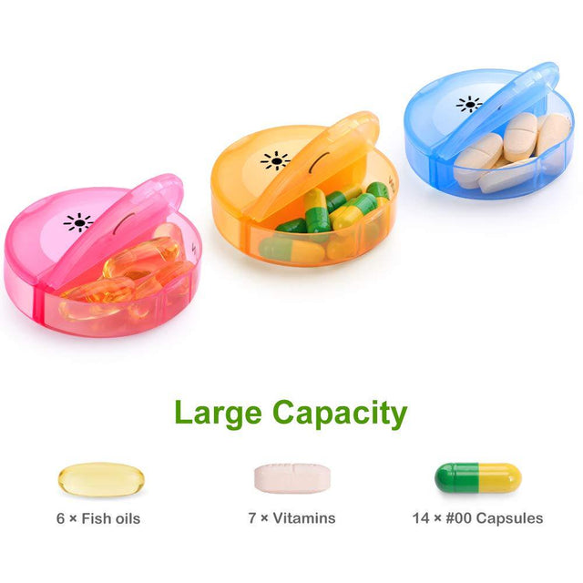 Weekly Pill Organizer 7 Day 2 Times a Day, Sukuos Large Daily Pill Cases for Pills/Vitamin/Fish Oil/Supplements (Black Box) Black Box