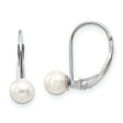 14K White Gold 5-6Mm round Freshwater Cultured Pearl Leverback Earrings XLBW55PL