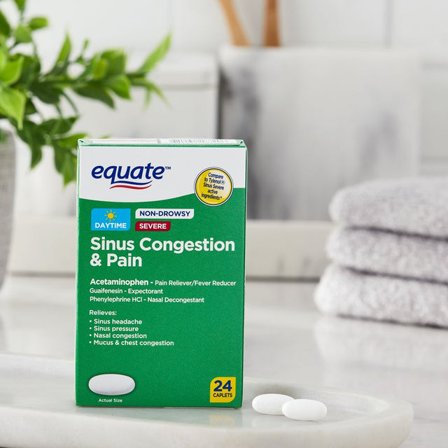 Equate Severe Sinus Congestion & Pain Acetaminophen Caplets 325Mg, 24 Count