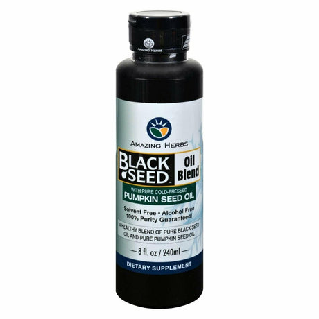 Amazing Herbs Black Seed W/ Pure Cold Pressed & Pumpkin Seed Oil Blend, 8Oz