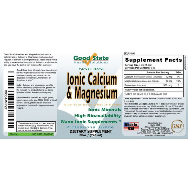 Good State Liquid Ionic Minerals - Calcium and Magnesium - (8 Fl Oz)