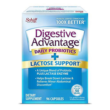 Digestive Advantage Lactose Defense Capsules (96 Count in a Box), Helps Breaks down Lactose and Defend against Digestive Upset, Supports Digestive and Immune Health, Cfus