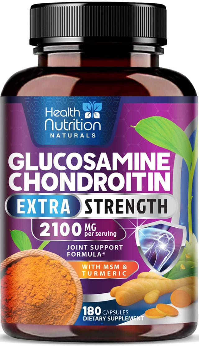 Glucosamine Chondroitin MSM Turmeric Boswellia - Joint Support Supplement for Joint Health and Joint Function Support - Glucosamine Sulfate Mobility Formula - Gluten Free and Non-Gmo - 180 Capsules