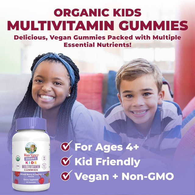 Maryruth'S | USDA Organic Kids Multivitamin Gummies for Ages 4+ | Gummy Vitamins | Vegan, Non-Gmo | 60 Count